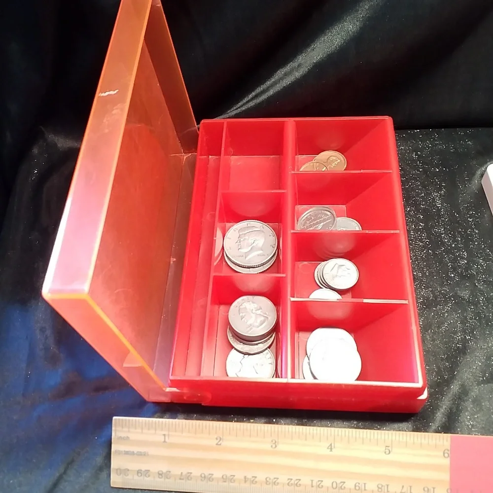 ELC Red Toy Coin Organizer Box with Play Coins